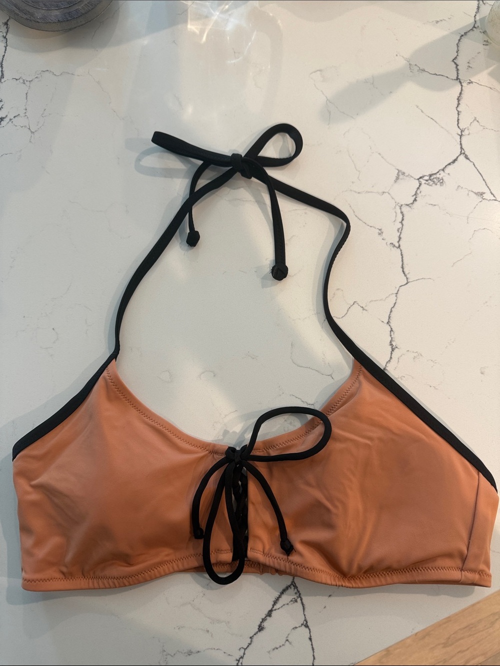 PINK Victoria's Secret Halter Bandeau in Terracotta with Black Trim